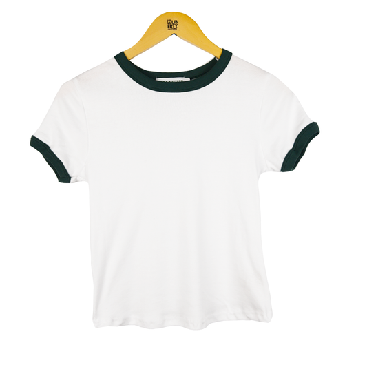 Ladies Micro Rib Crop Ringer Tee