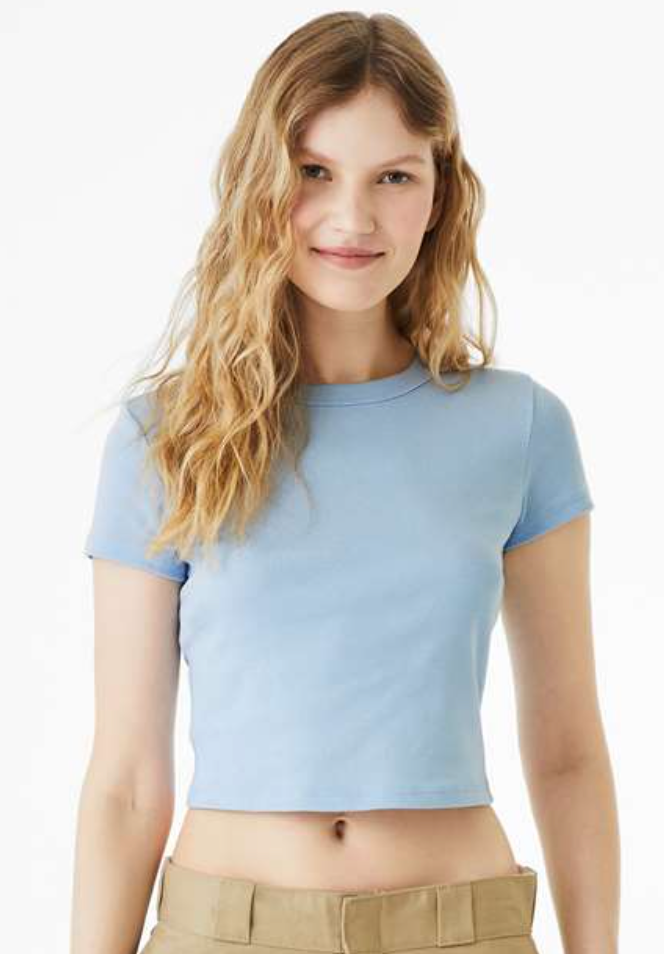Ladies Micro Rib Crop Baby Tee