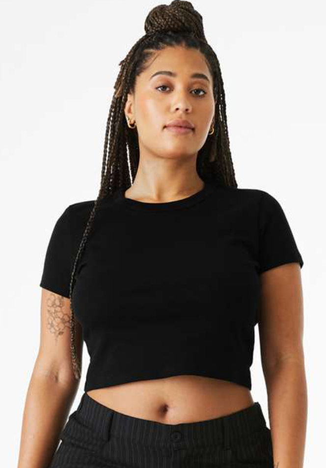 Ladies Micro Rib Crop Baby Tee