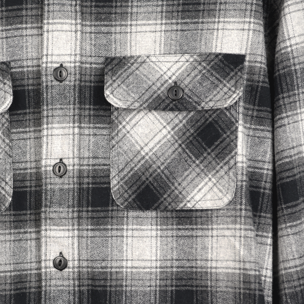 Men and Women's long sleeve hemp shirt plaid close up